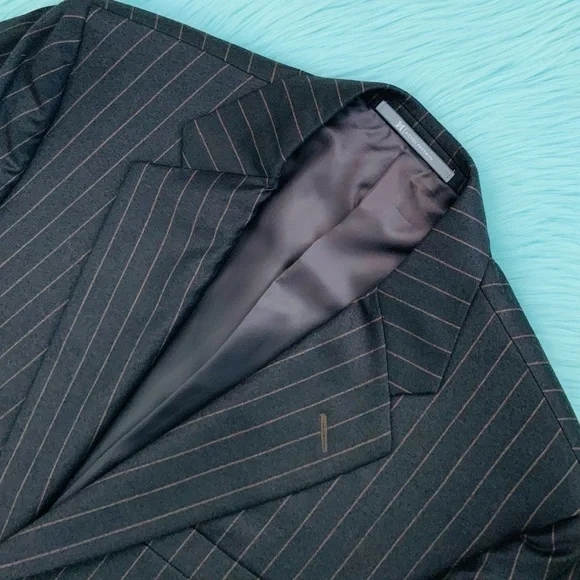 Hickey Freeman Classic Fit Brown Pin Stripe Wool Suit